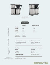 Load image into Gallery viewer, Bonavita Connoisseur 8-Cup Drip Coffee Brewer One-Touch with Thermal Carafe and Hanging Basket - SCA Certified Home Brewer